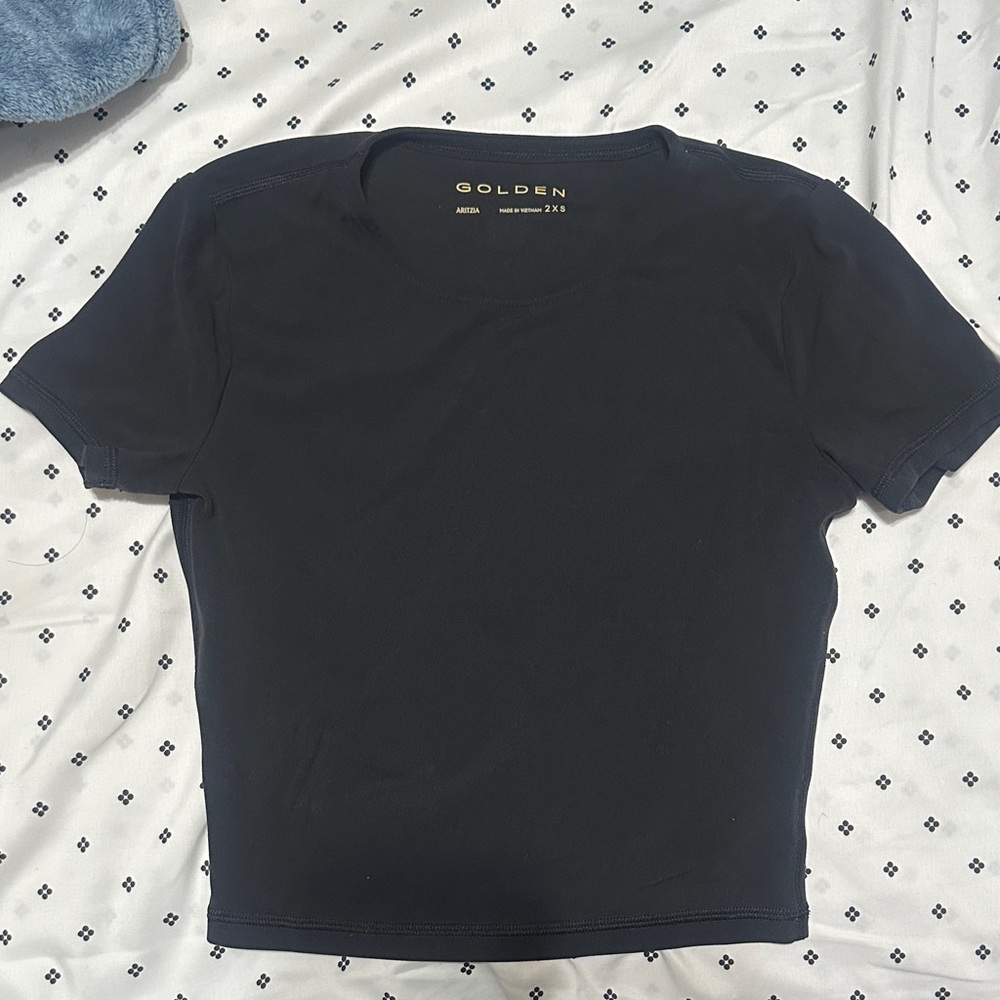 Aritzia Golden black crop top